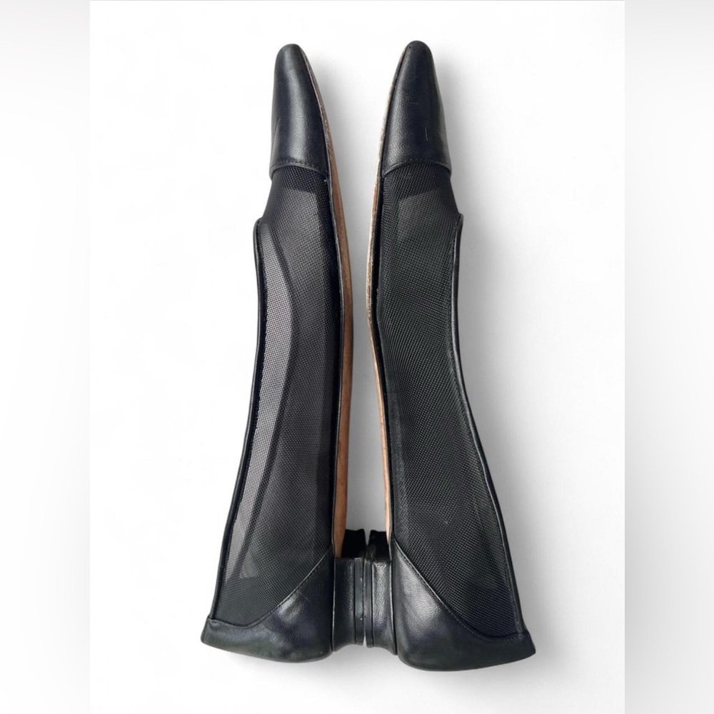 Manolo Blahnik Black Leather and Mesh Flats - Picture 4 of 10